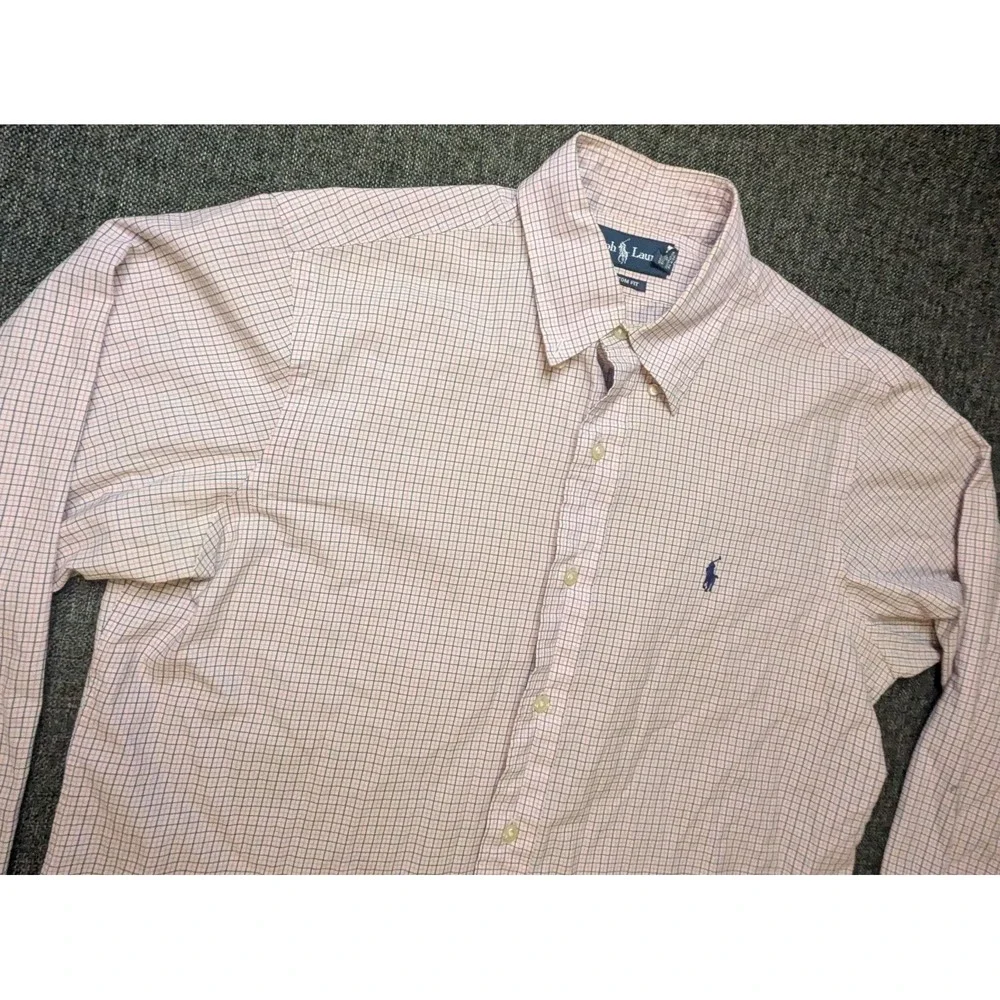 Ralph Lauren Polo Oxford Button Down Shirt Mens 15 1/2 39 Peach Custom Fit Pony